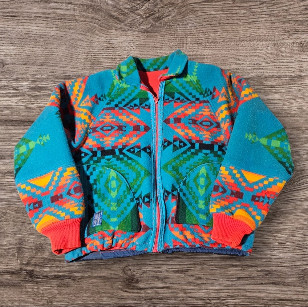 Vintage Pendleton Aztec Bomber Jacket Beaver Stat… - image 1